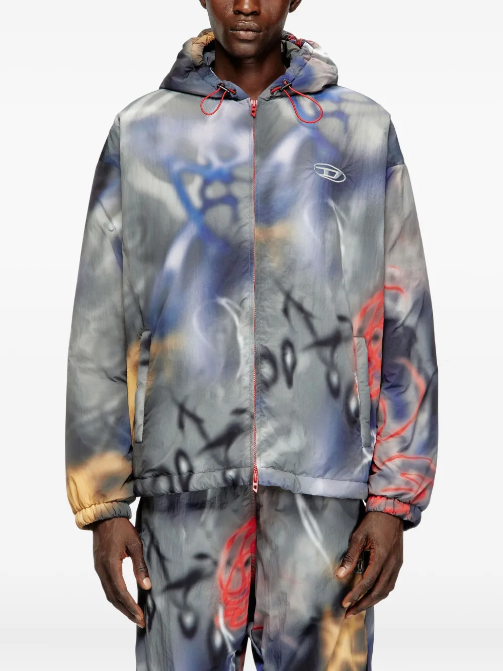 Diesel J-MIRR jack met graffiti-print en capuchon Grijs