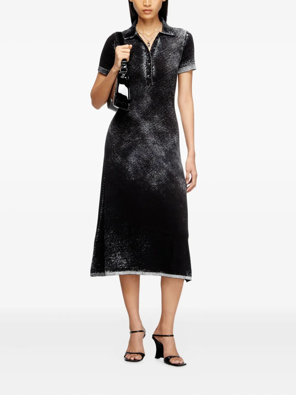 Diesel M-LOURENS embroidered polo dress - Zwart