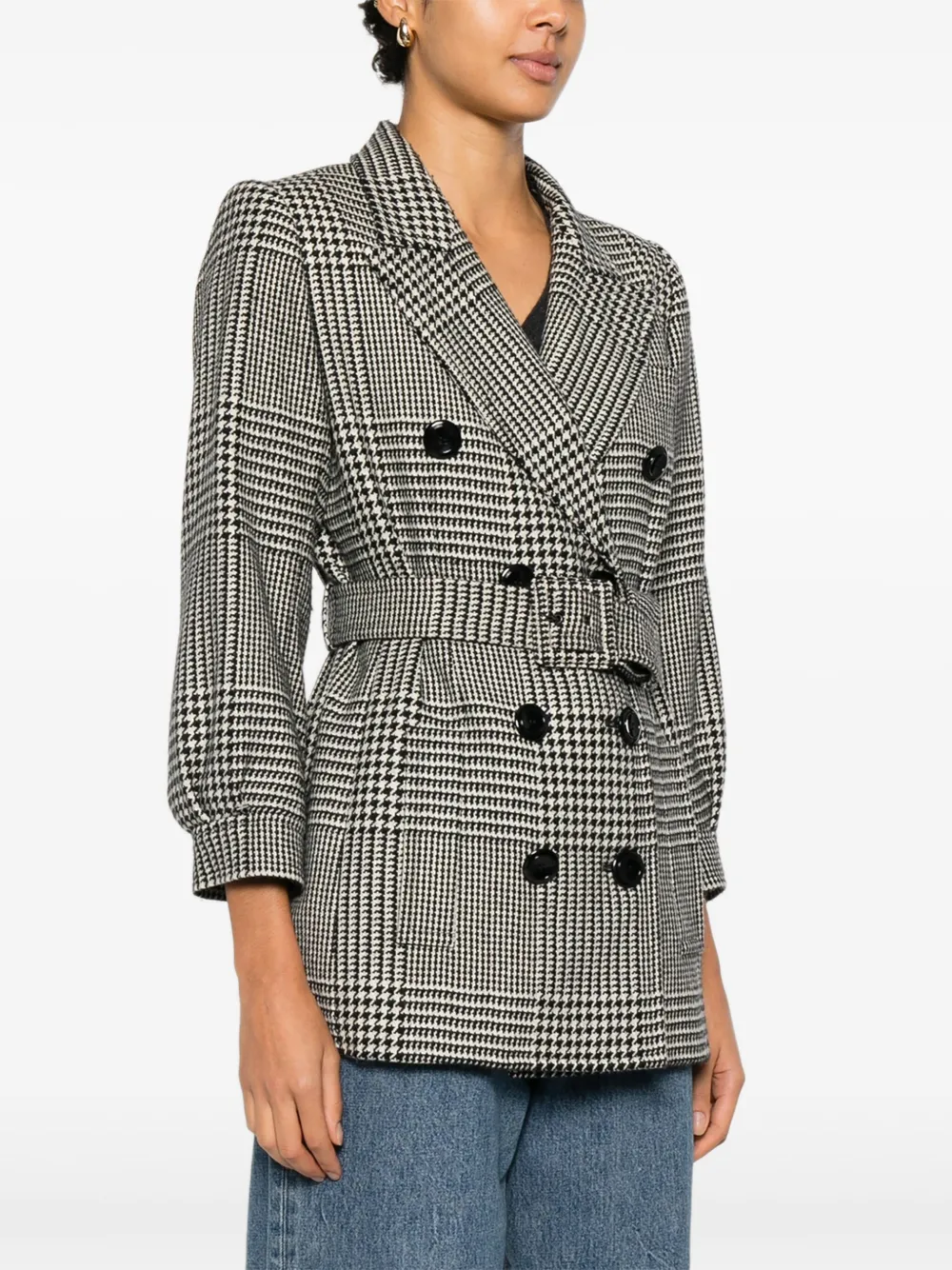 SAINT LAURENT Pre-owned 1980s Double-breasted Belted Jacket In Black