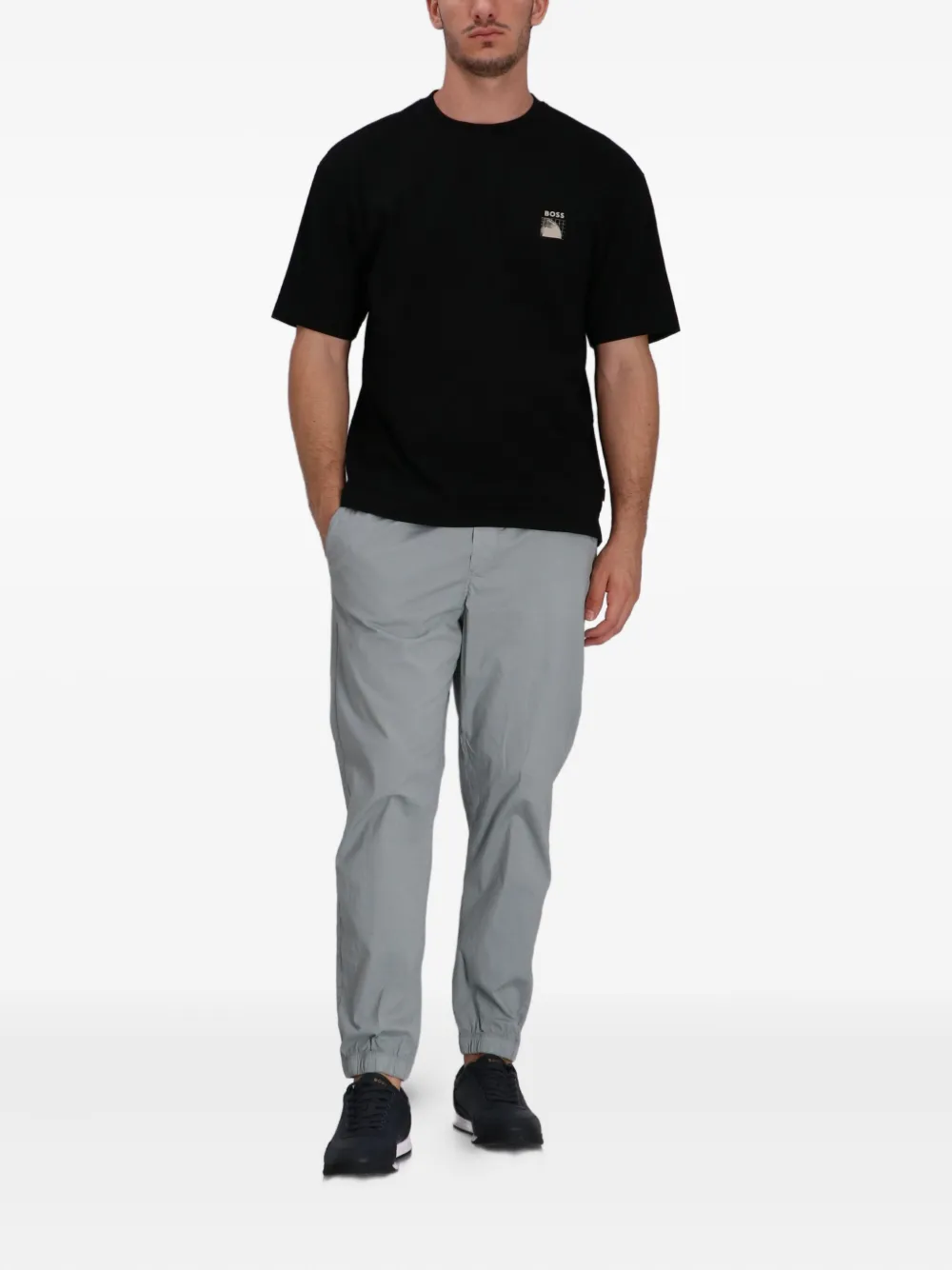 BOSS T-shirt met ronde hals - Zwart