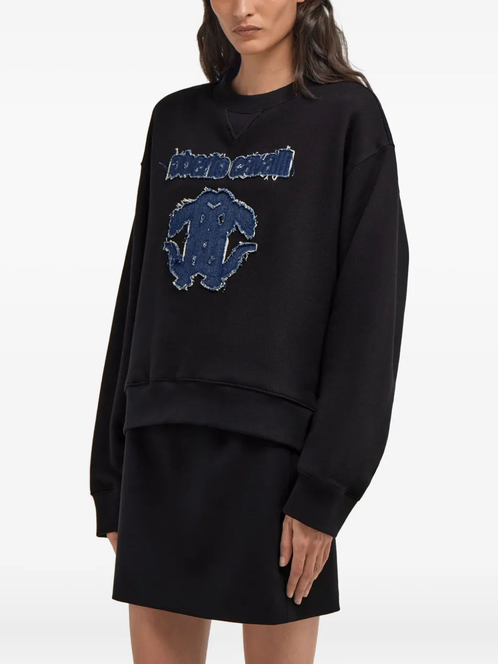 Roberto Cavalli Sweater met logo Zwart