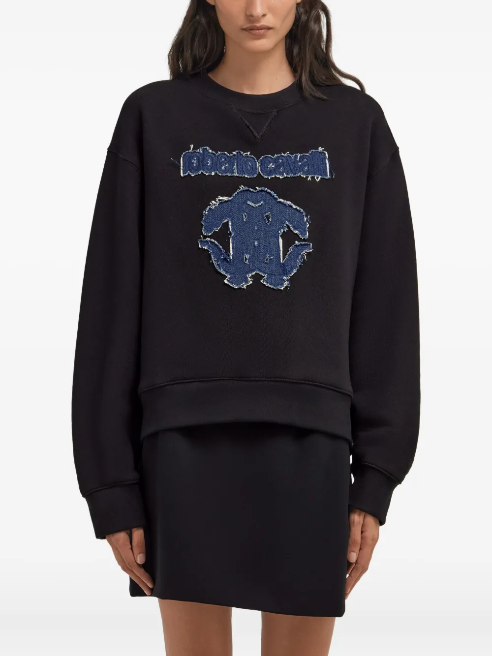 Roberto Cavalli Sweater met logo Zwart