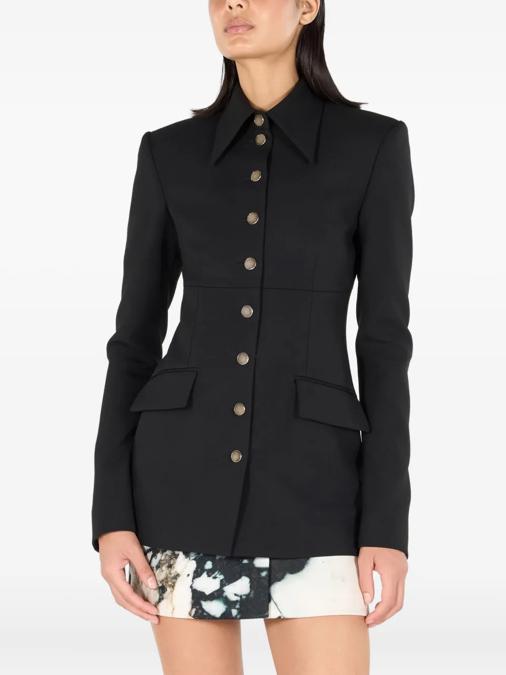 Roberto Cavalli Button Equestrian-style Blazer In Black