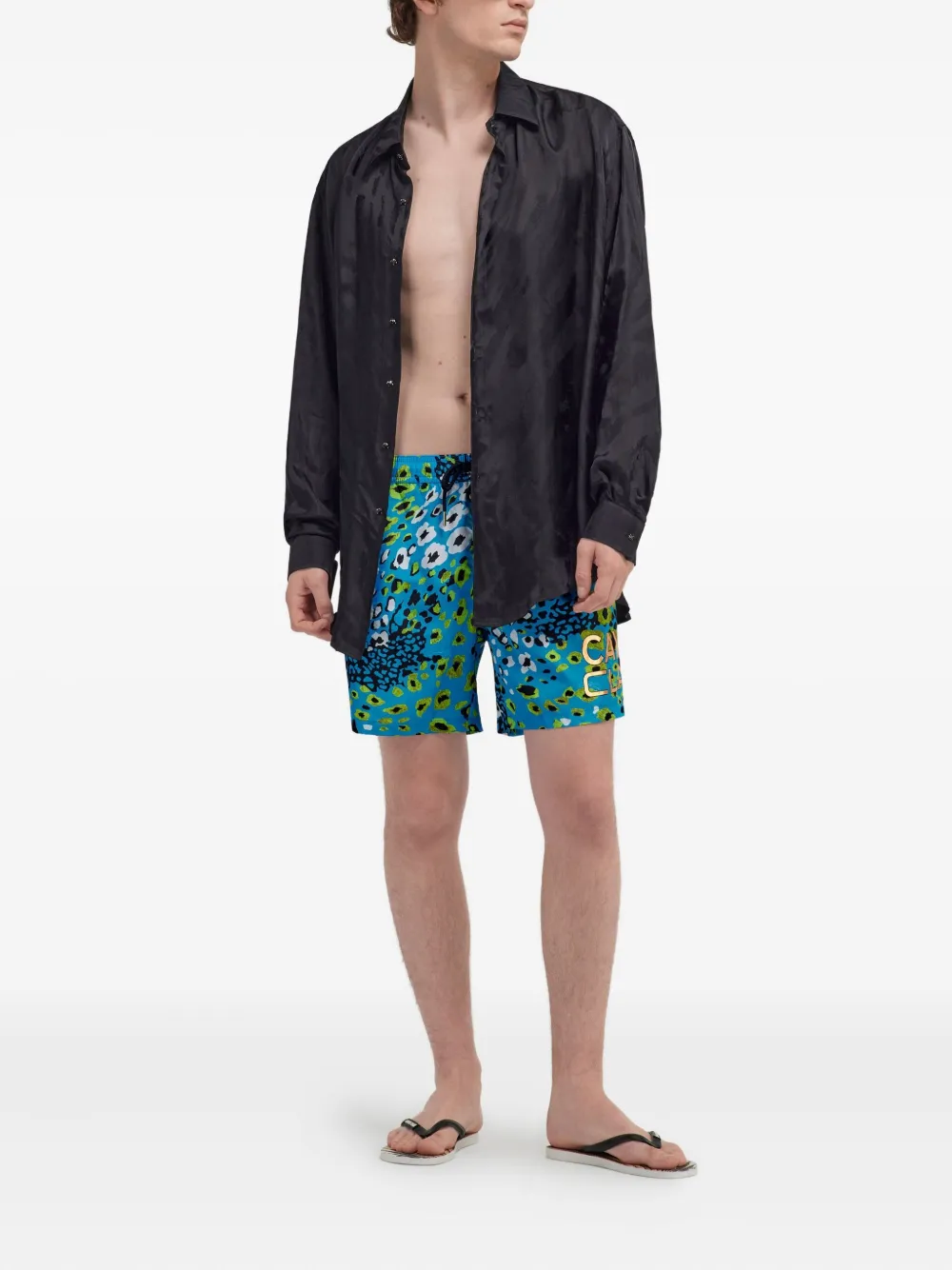 Roberto Cavalli monogram-print shirt - Zwart