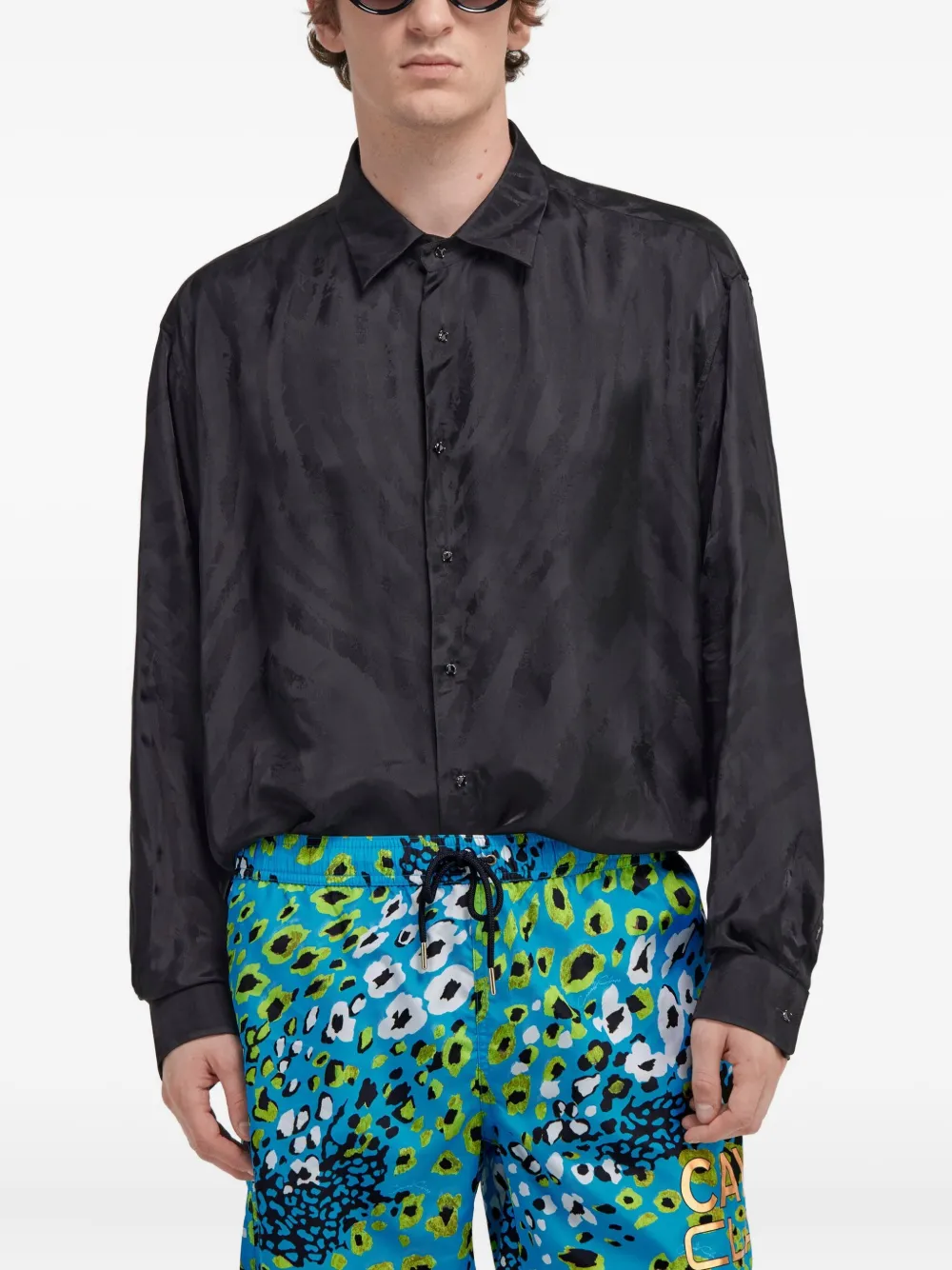 Roberto Cavalli Overhemd met monogramprint Zwart