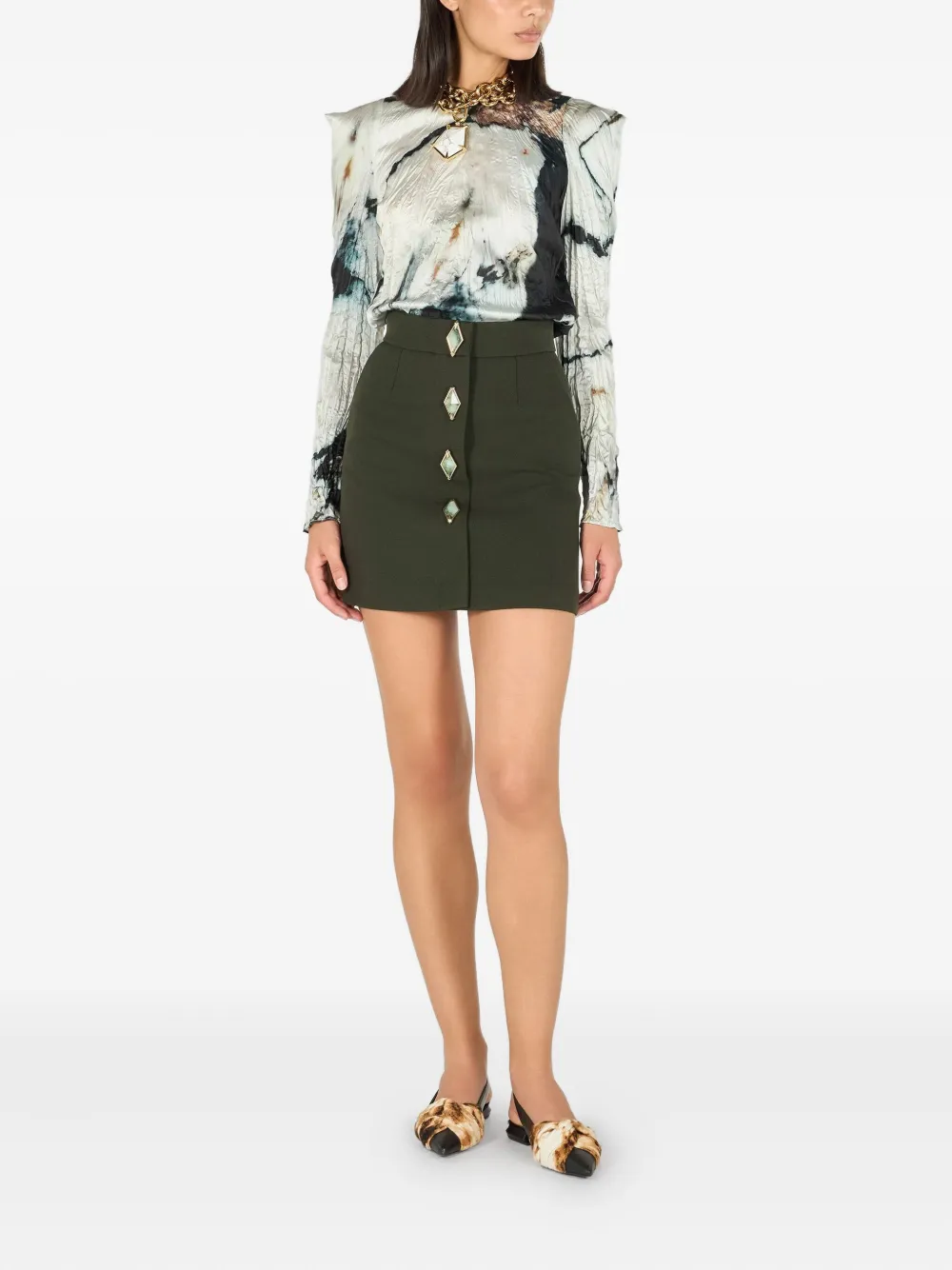 Roberto Cavalli falda corta con botones de joya | Faldas de cintura alta | Image 2