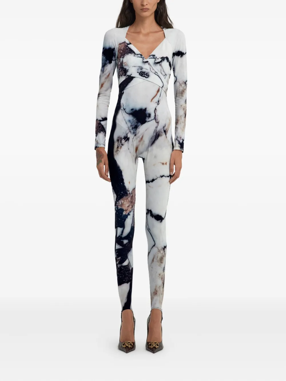 Roberto Cavalli marble-print jumpsuit - Wit