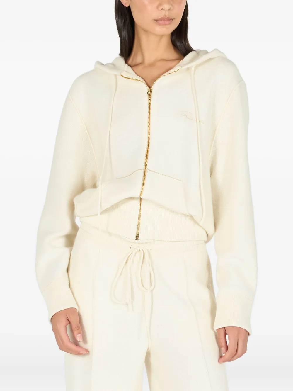 Roberto Cavalli Zip-up Hooded Sweatshirt In Neutral