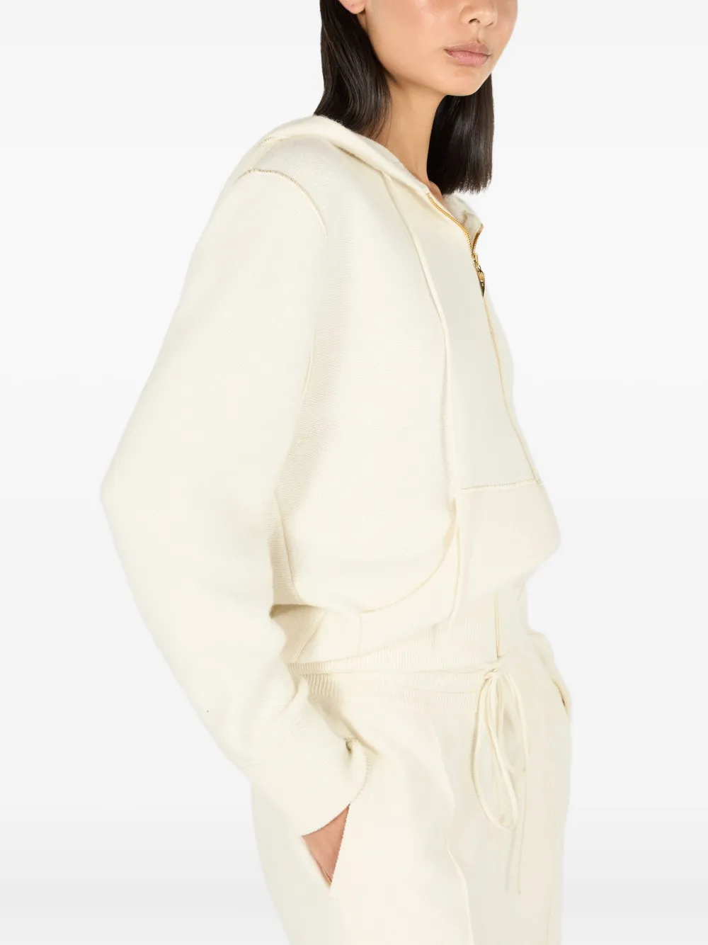 Roberto Cavalli Zip-up Hooded Sweatshirt In Neutral