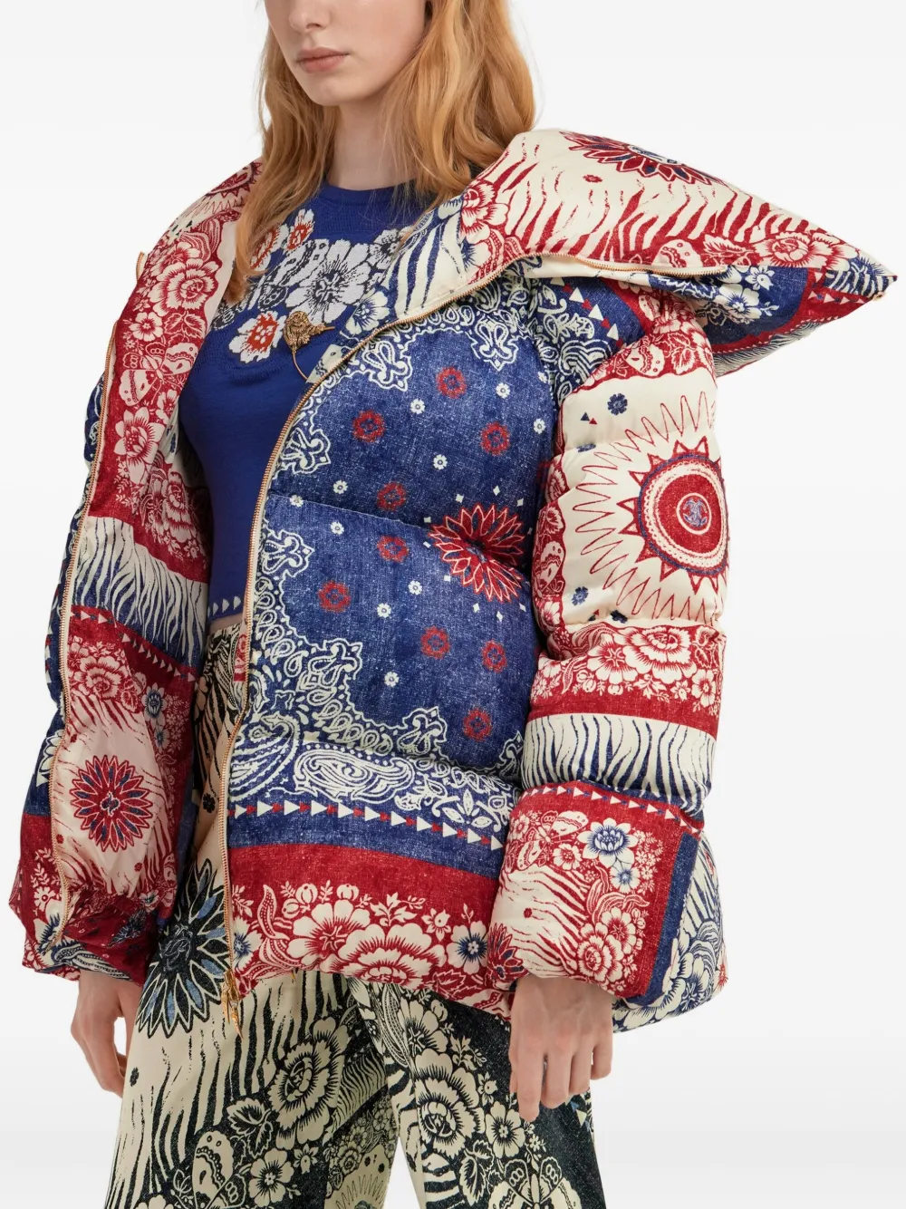 Roberto Cavalli Donsjack met bandanaprint Blauw