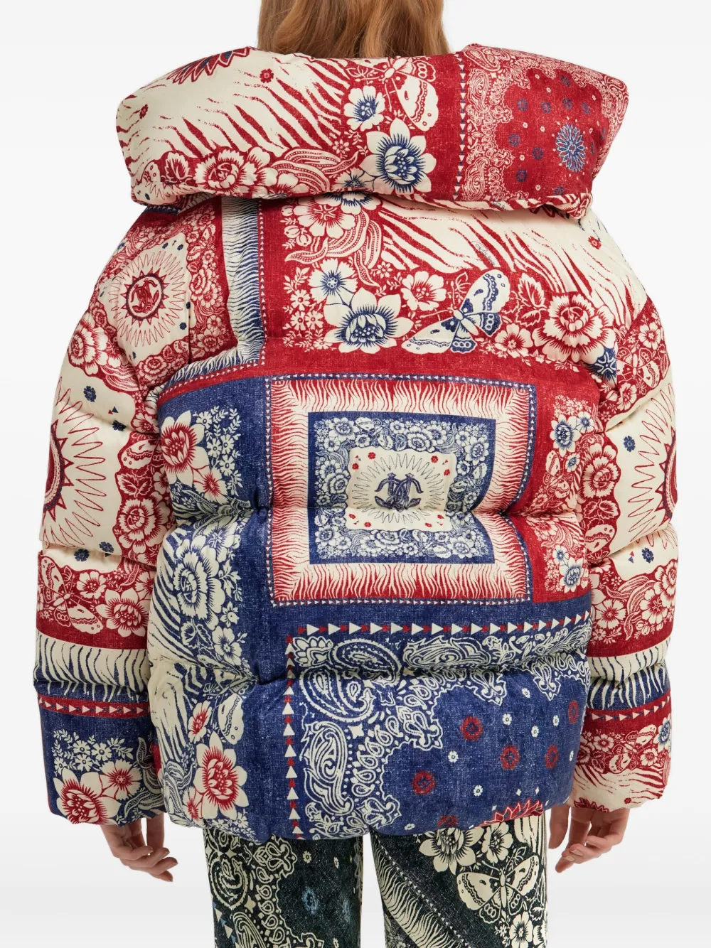 Roberto Cavalli Donsjack met bandanaprint Blauw