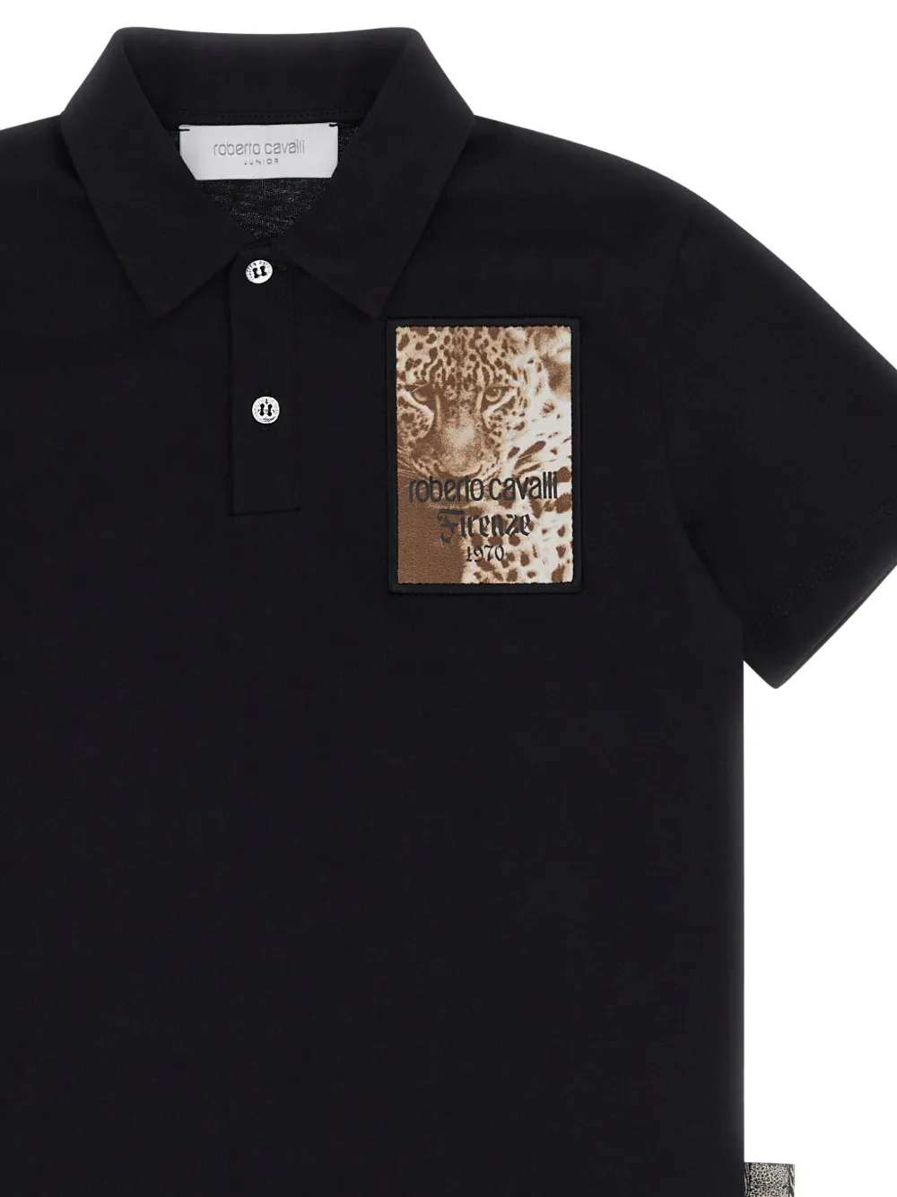 Roberto Cavalli Logo-patch Polo Shirt In Black