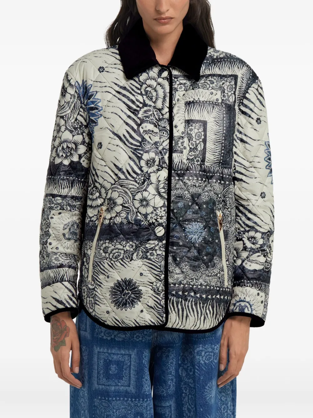 Roberto Cavalli Jack met bandanaprint Blauw