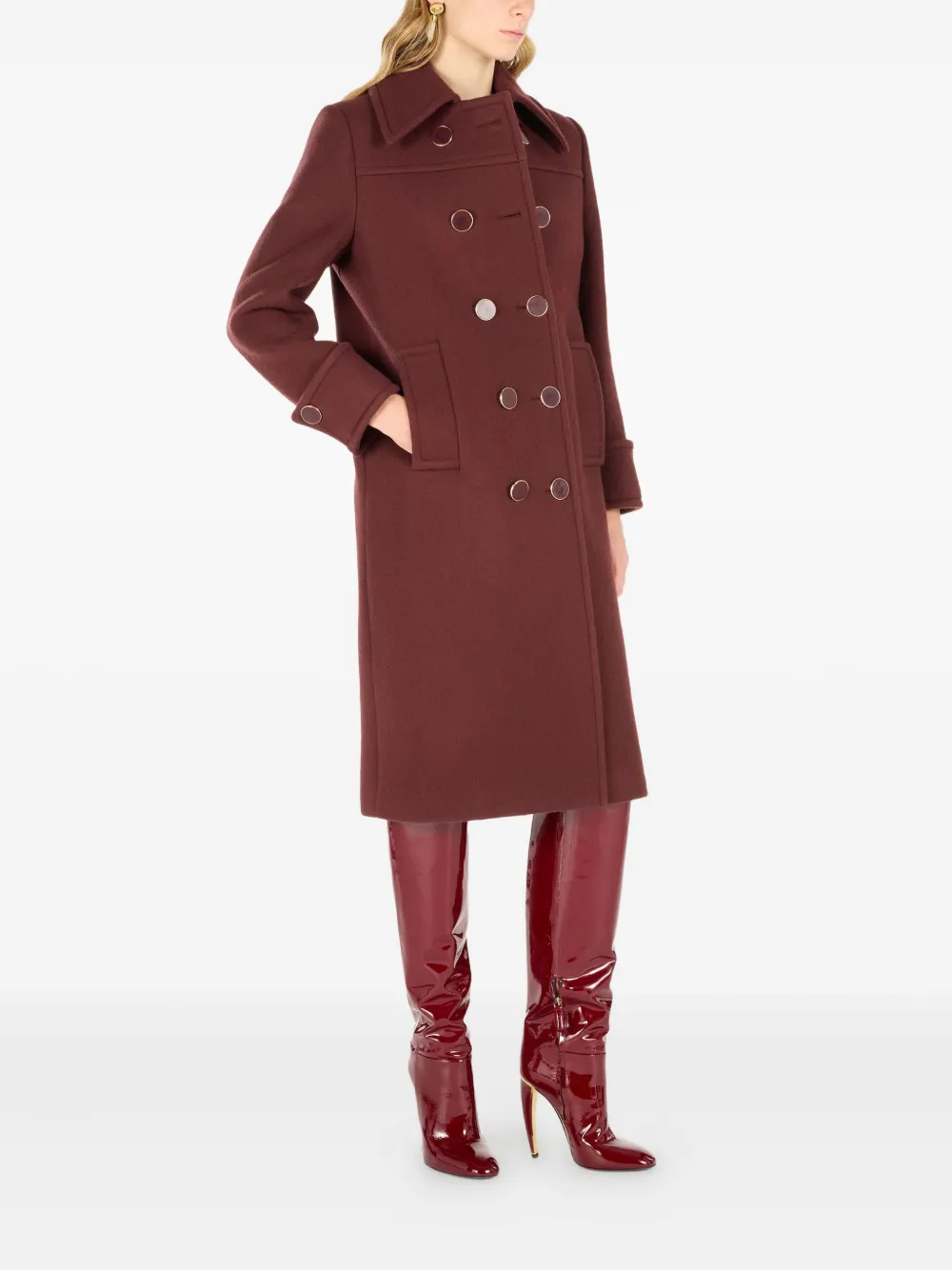 Roberto Cavalli Wollen jas met dubbele rij knopen Paars