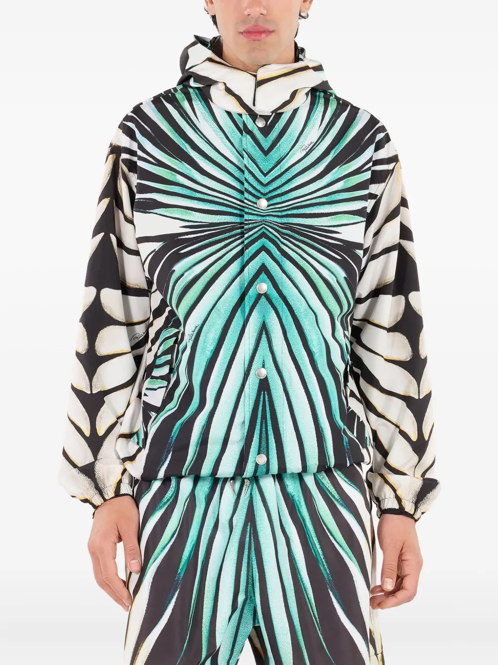 Roberto Cavalli Ray Of Sea-print Jacket In Multi