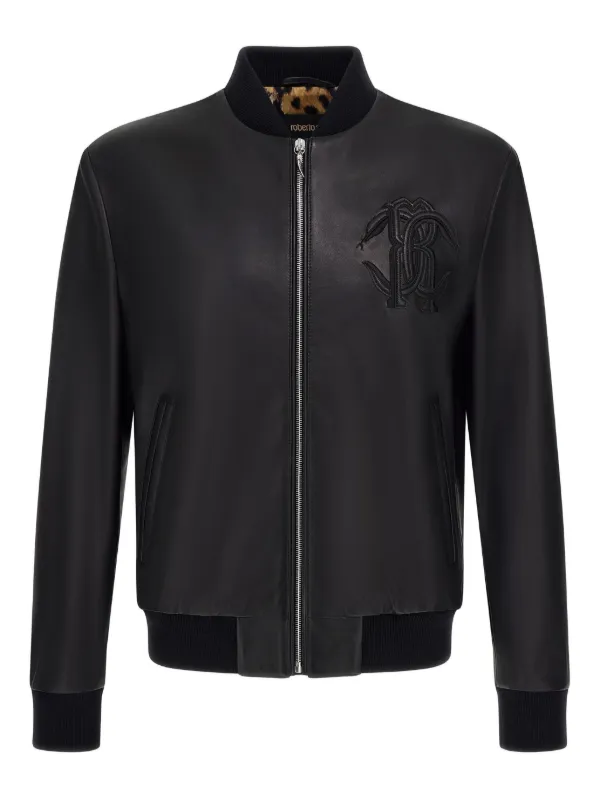 Roberto Cavalli レザージャケット | ブラック | FARFETCH JP