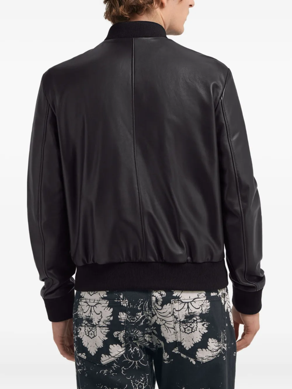 Roberto Cavalli Embossed Leather Jacket In Black