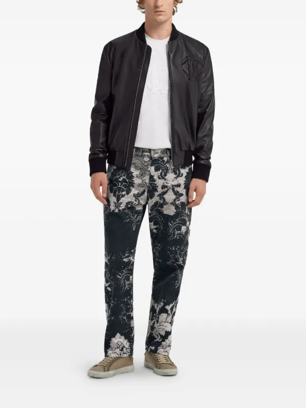【美品】roberto cavalli ブラックレザージャケット 40 送料込み Roberto Cavalli レザージャケット | ブラック | FARFETCH JP