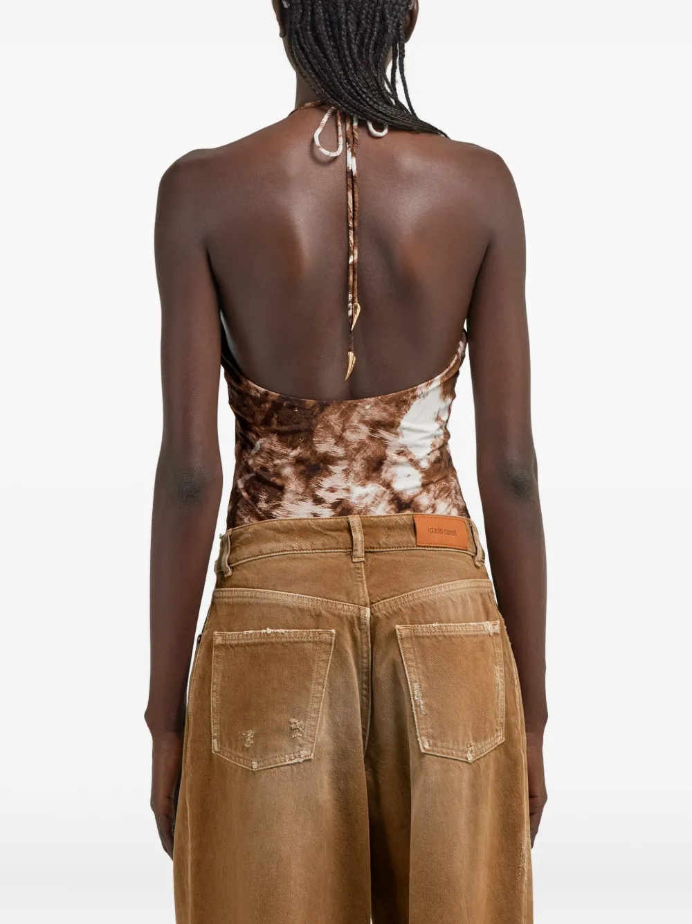 Roberto Cavalli Body met appalosaprint Bruin