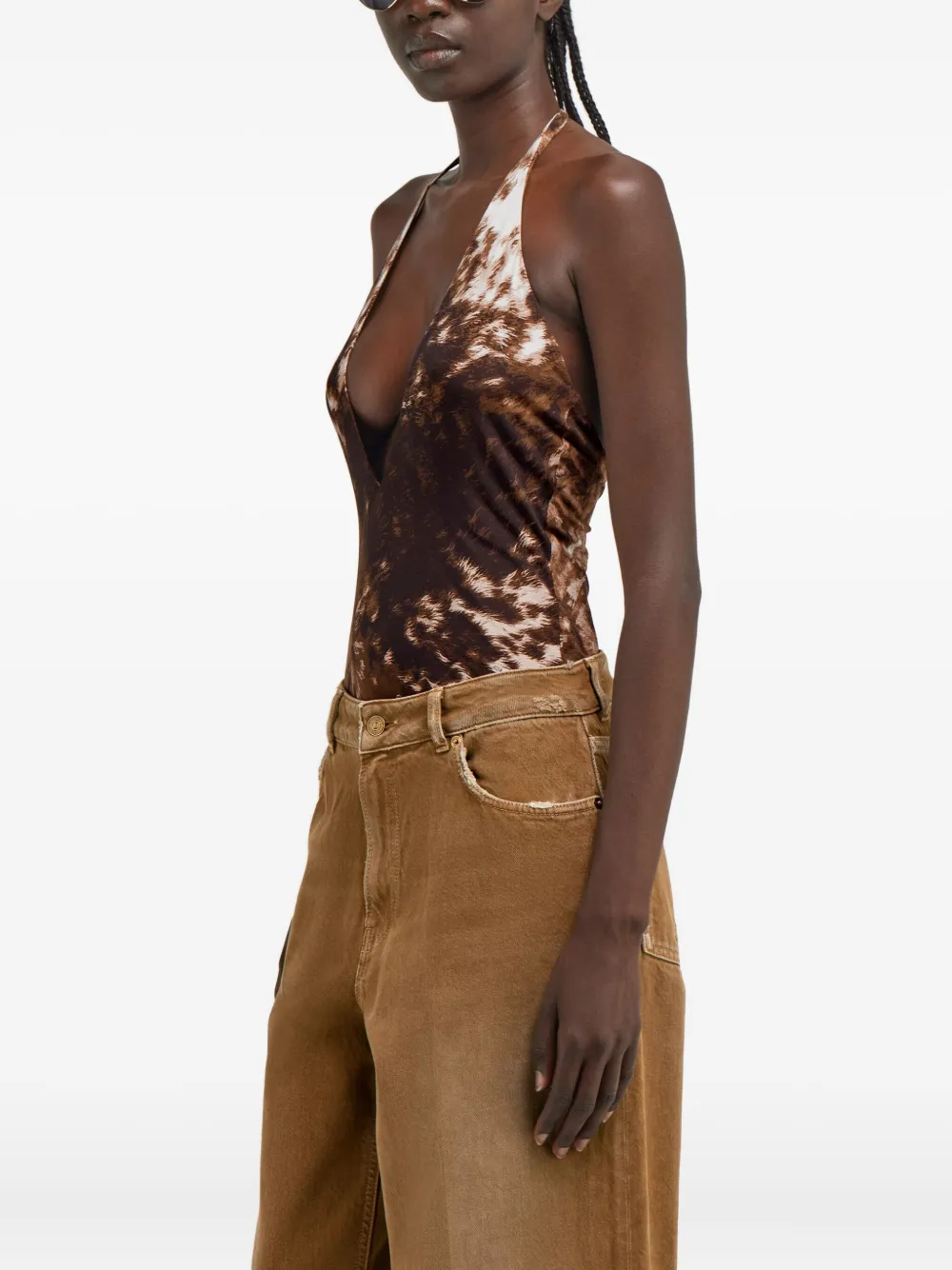 Roberto Cavalli Body met appalosaprint Bruin