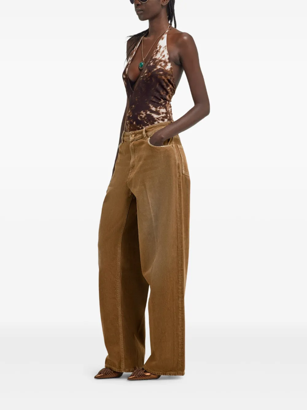 Roberto Cavalli Body met appalosaprint Bruin