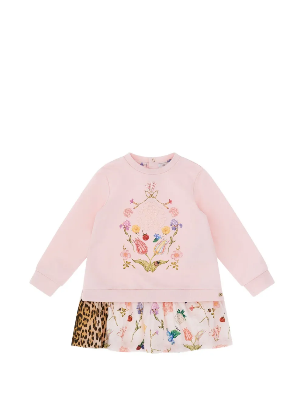 Roberto Cavalli Junior floral-print leopard-print dress - Pink