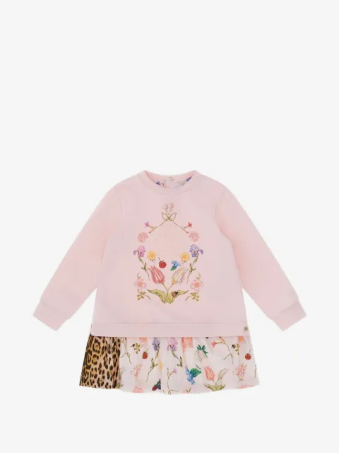 Roberto Cavalli Junior floral-print leopard-print dress