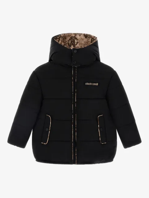 Roberto Cavalli Junior logo-embroidered hooded jacket