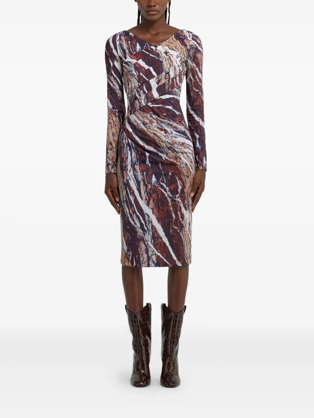 Roberto Cavalli Jurk met marmerprint Paars