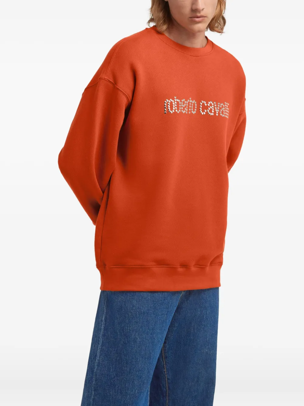 Roberto Cavalli Sweater met logo Oranje