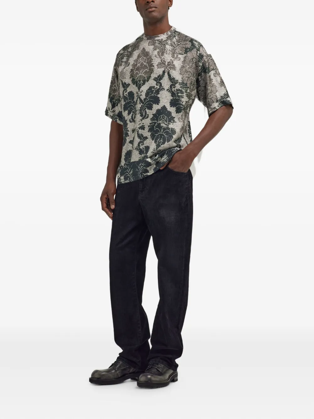 Roberto Cavalli broccato print T-Shirt - Zwart