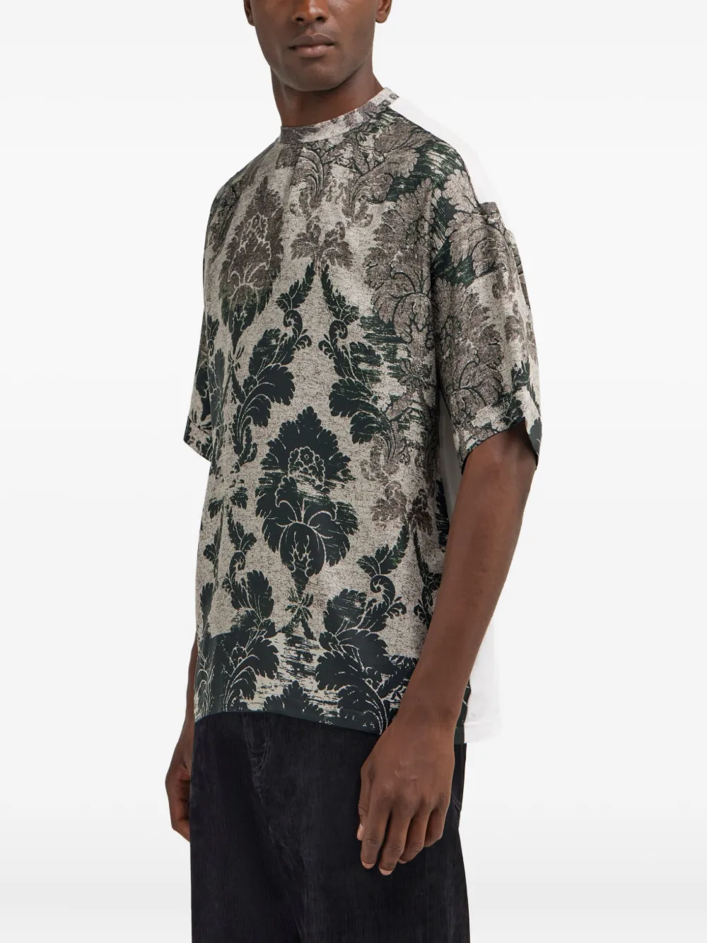 Roberto Cavalli T-shirt met brokaat print Zwart