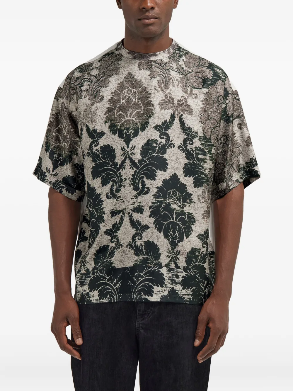 Roberto Cavalli T-shirt met brokaat print Zwart