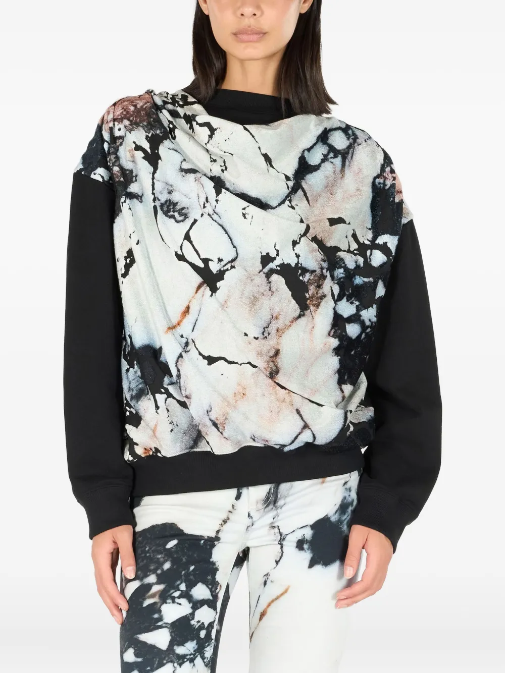 Roberto Cavalli Sweater met marmerprint Zwart