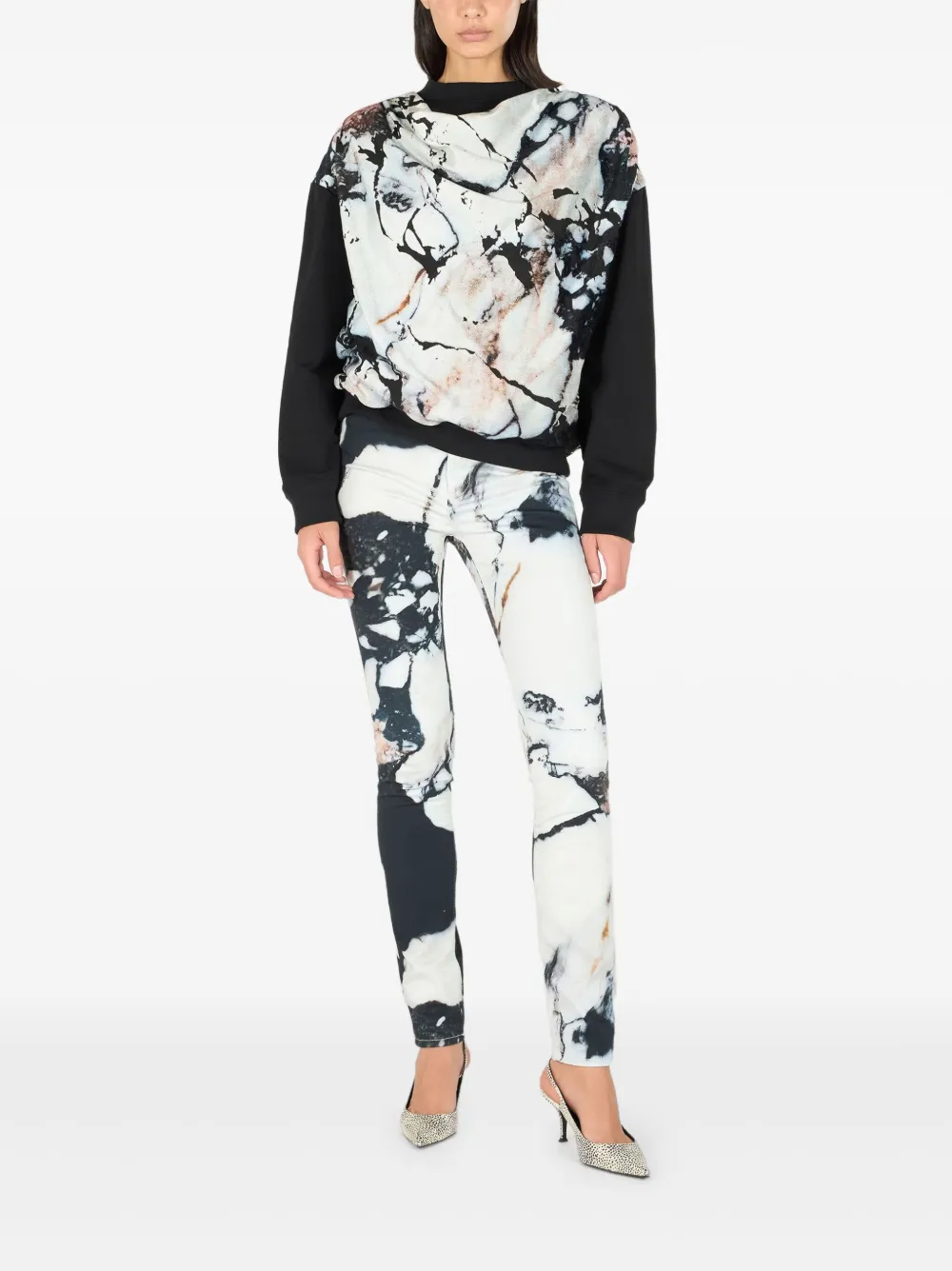 Roberto Cavalli Sweater met marmerprint Zwart