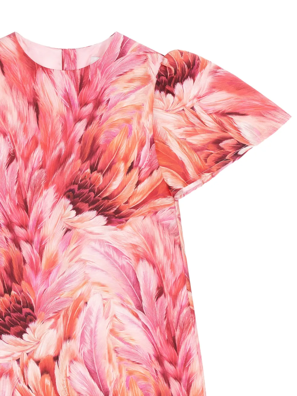 Roberto Cavalli Junior Jurk met verenprint Roze