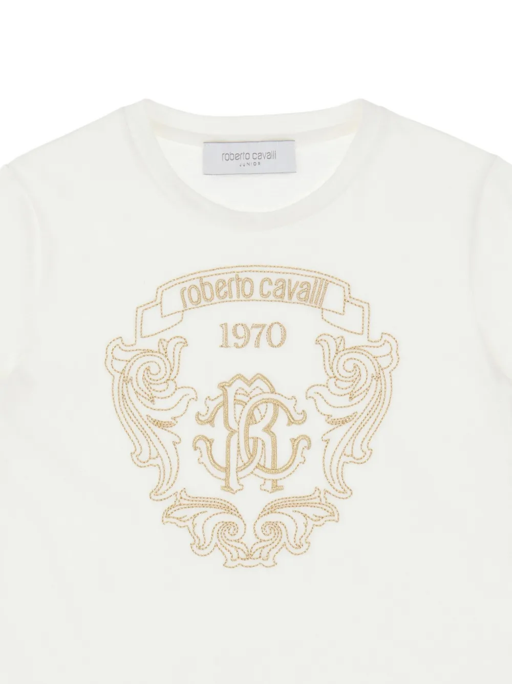 Roberto Cavalli T-shirt met geborduurd logo Wit