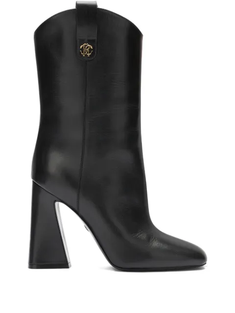 Roberto Cavalli 100mm monogram mirror ankle boots