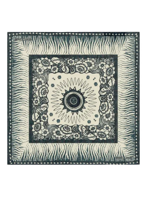 Roberto Cavalli mascada con motivo de cebra y logo