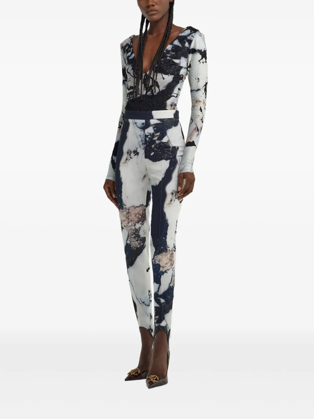 Roberto Cavalli marble-print bodysuit - Zwart