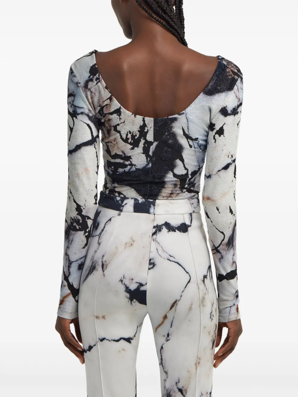 Roberto Cavalli Body met marmerprint Zwart