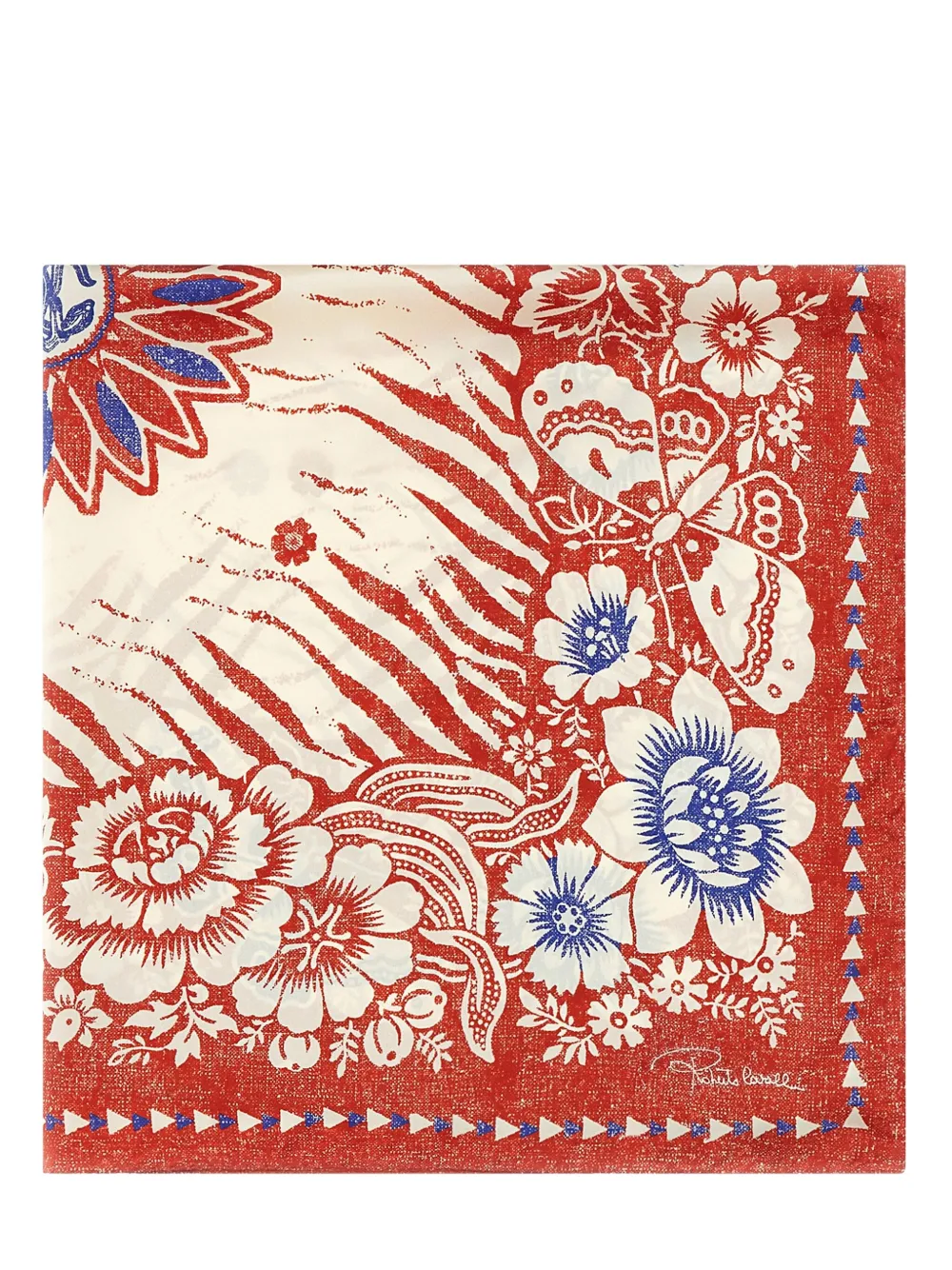 Roberto Cavalli Sjaal met zebraprint en bloemen - Rood