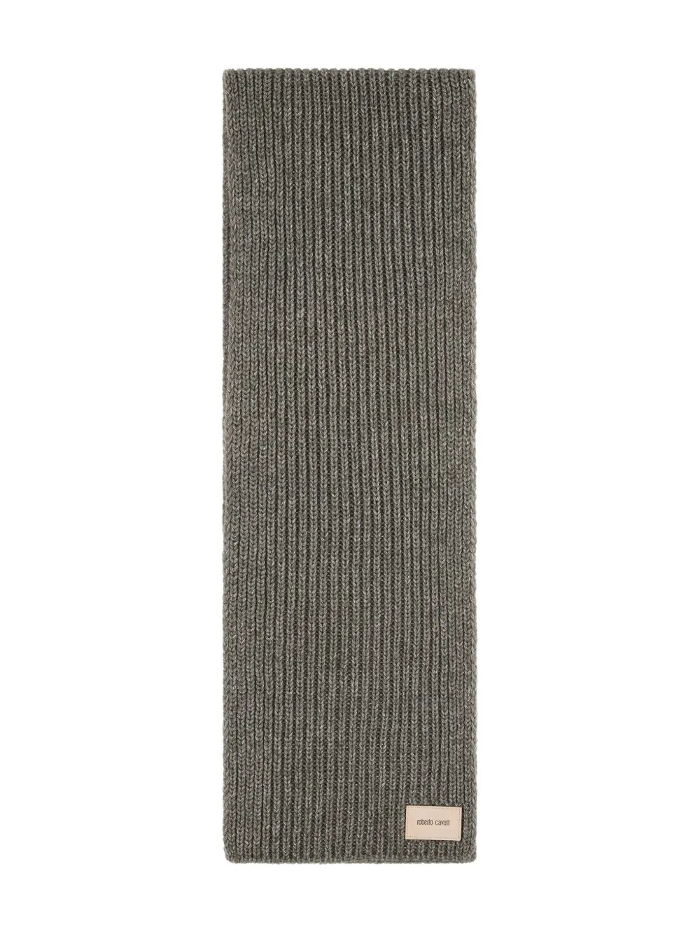 Roberto Cavalli Branded-tag Scarf In Gray