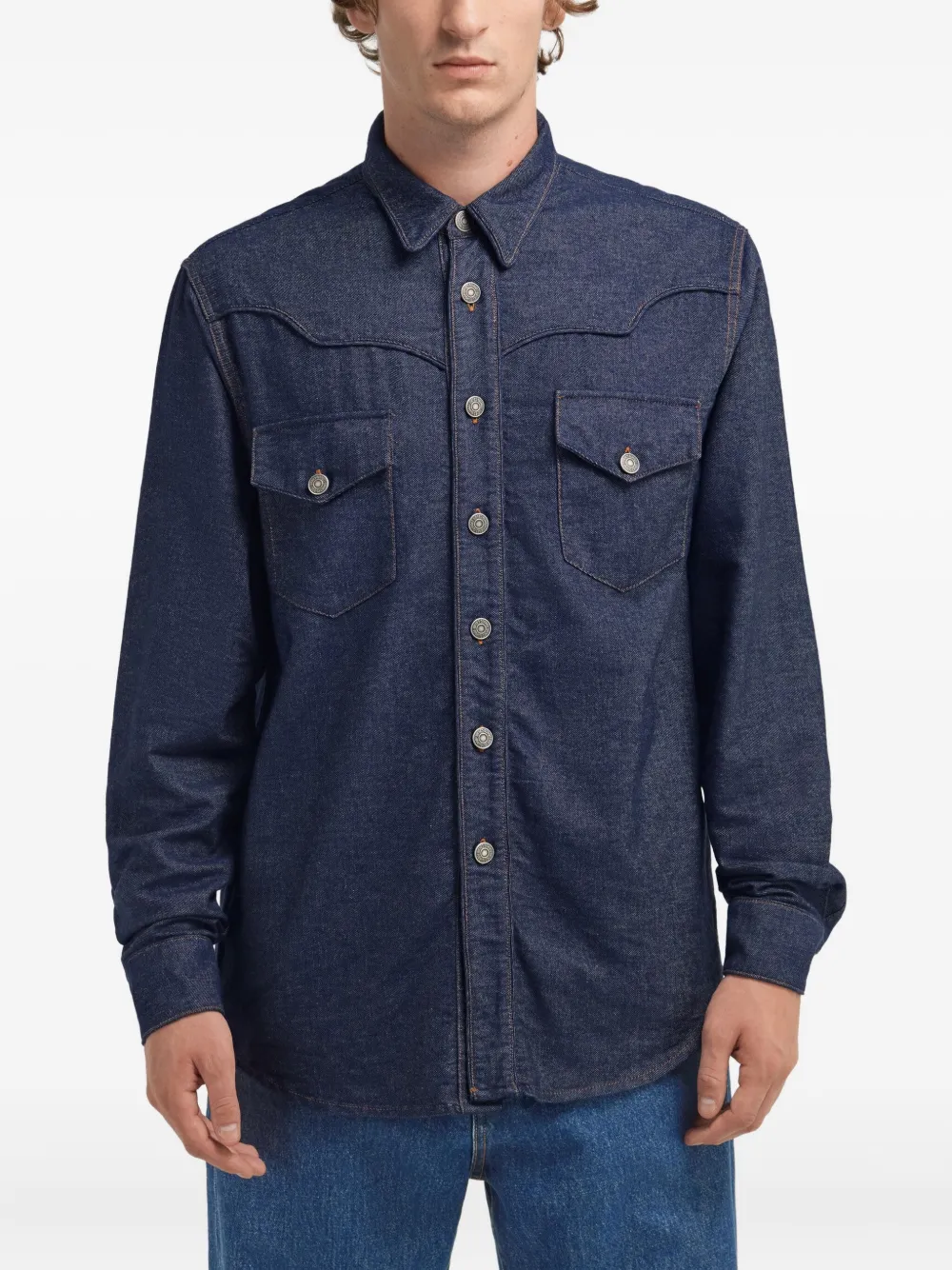 Roberto Cavalli Denim overhemd met zak Blauw