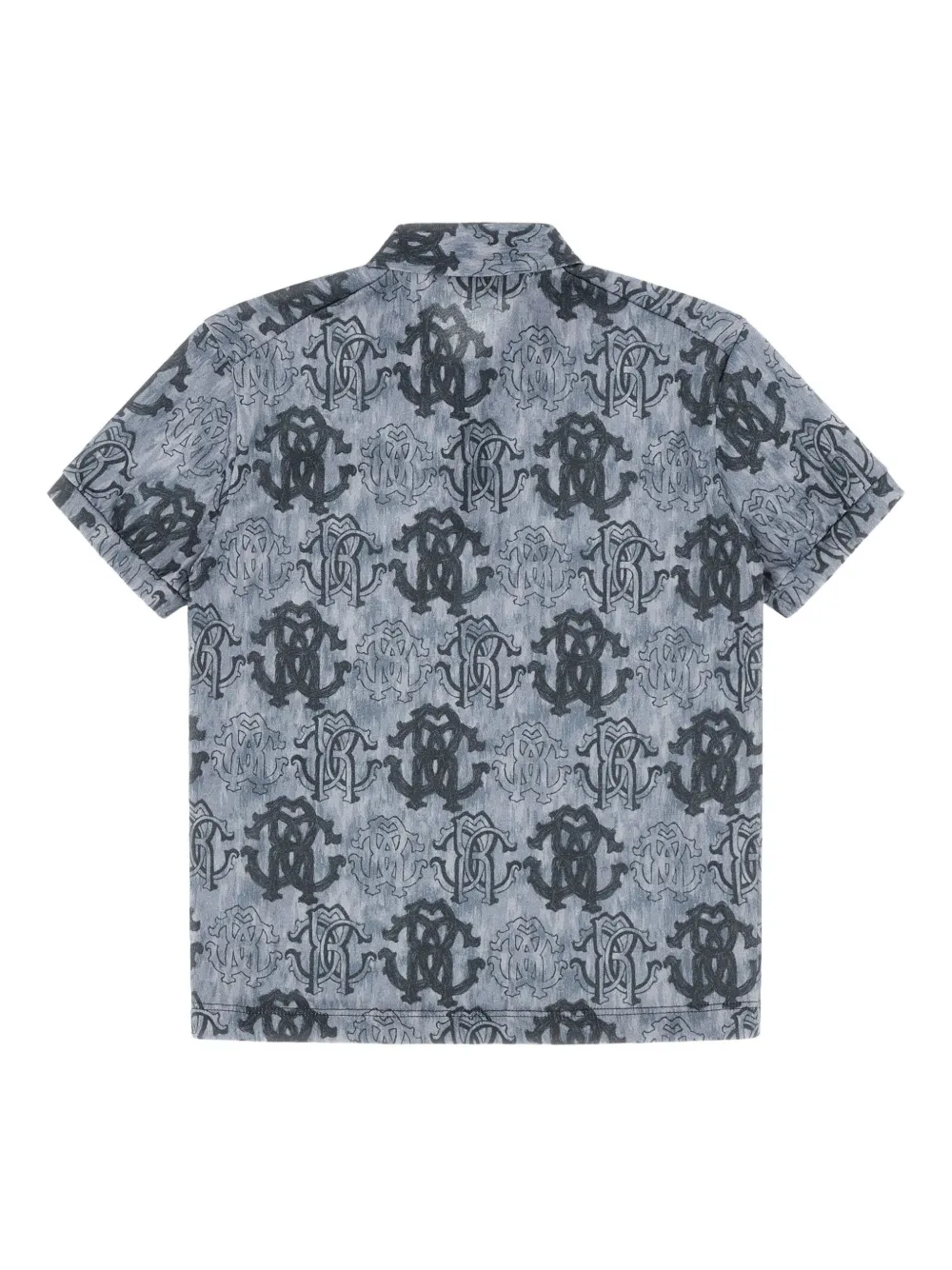 Roberto Cavalli Monogram-print Polo Shirt In Blue