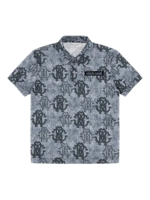 Roberto Cavalli playera tipo polo con monograma estampado