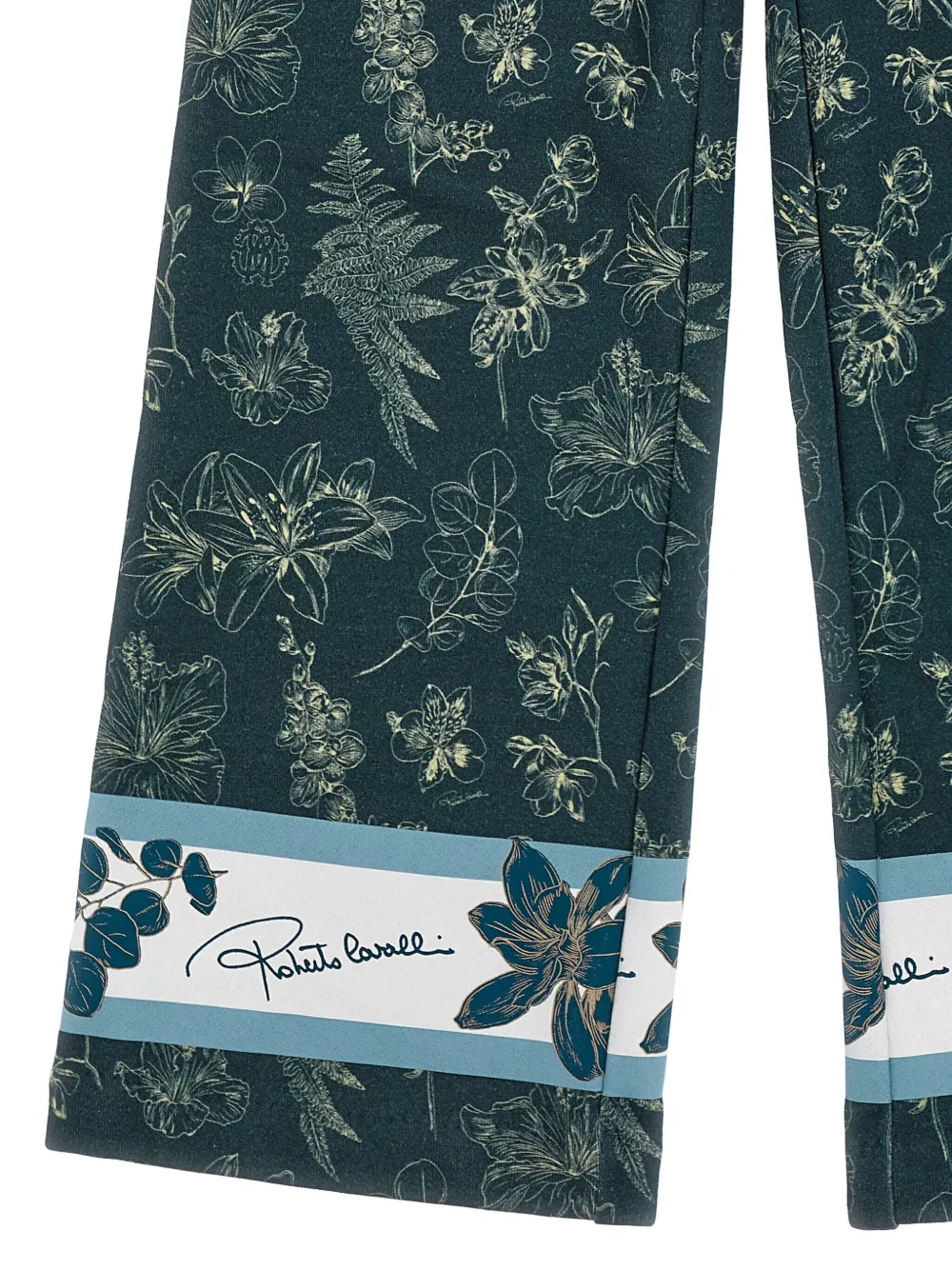 Roberto Cavalli Junior Broek met bloemenprint Blauw