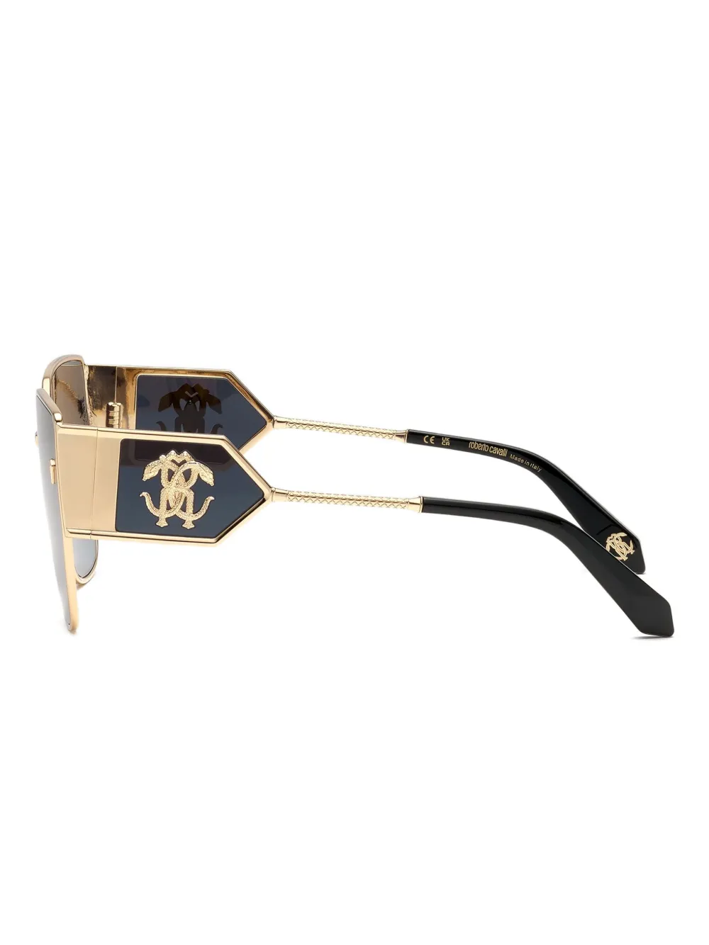 Roberto Cavalli Zonnebril met logoplakkaat Zwart