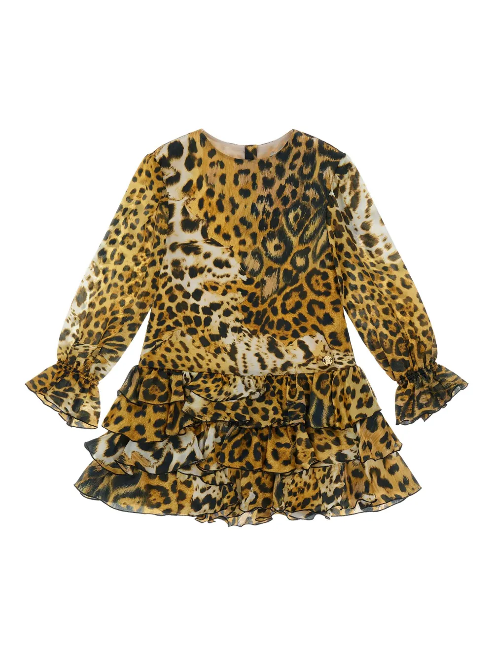 Roberto Cavalli Junior robe mi-longue volantée à imprimé léopard - Marron Roberto Cavalli Junior robe mi-longue volantée à imprimé léopard - Marron