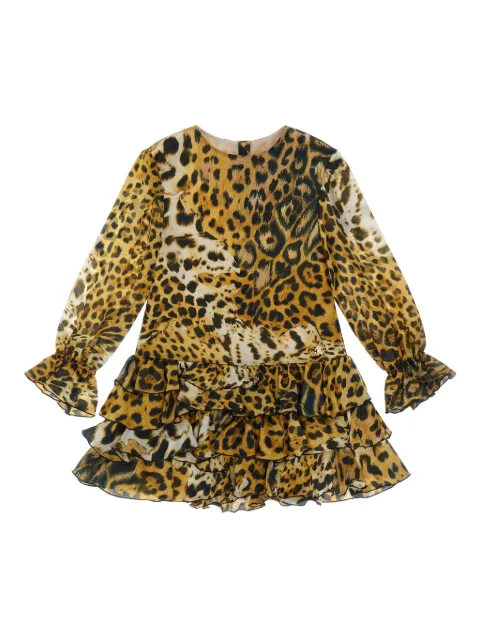 Roberto Cavalli Junior ruffled leopard-print dress